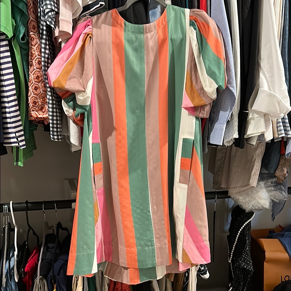 ENTRO OVERSIZED Colorful Striped Dress SMALL similar on ANTHROPOLOLGIE NOW!